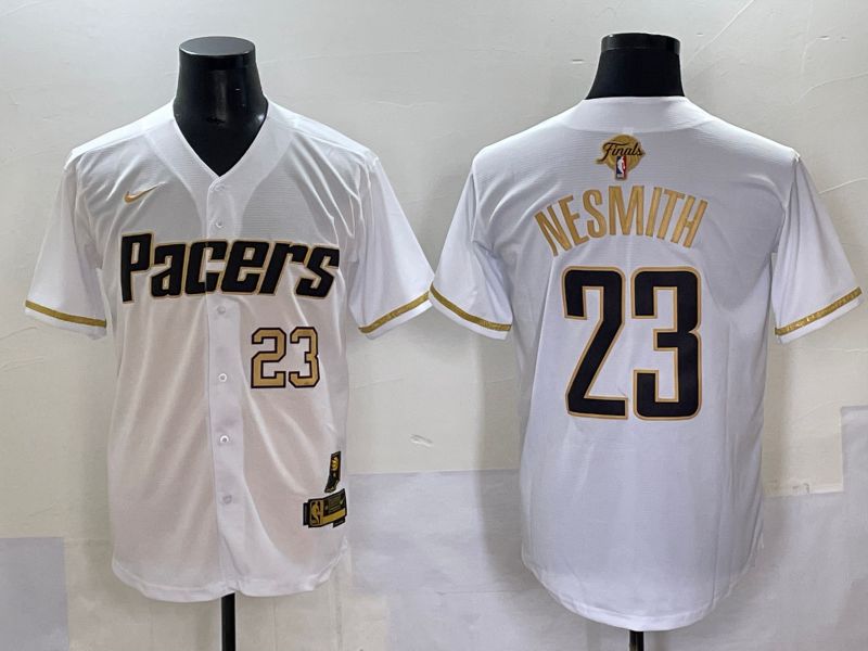 Men 2025 Indiana Pacers #23 Nesmith White Joint Name NBA Jersey style 22
